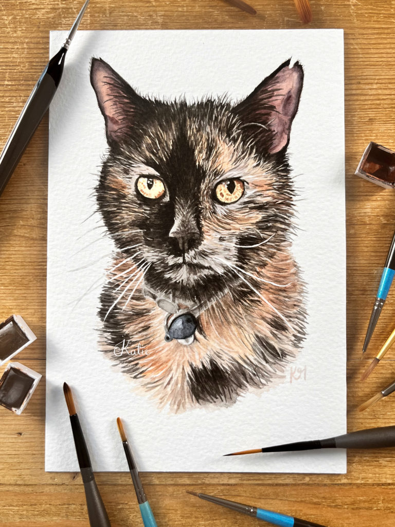 Watercolour Tabby Cat Painting